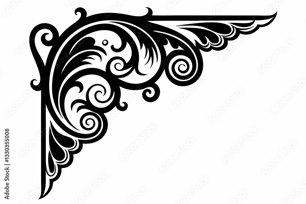 Fototapeta premium decorative corner element line art silhouette vector illustration