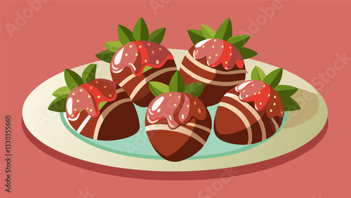 Chocolatecovered strawberries arranged on a platter providing a decadent and indulgent option for craft night.. Vector illustration