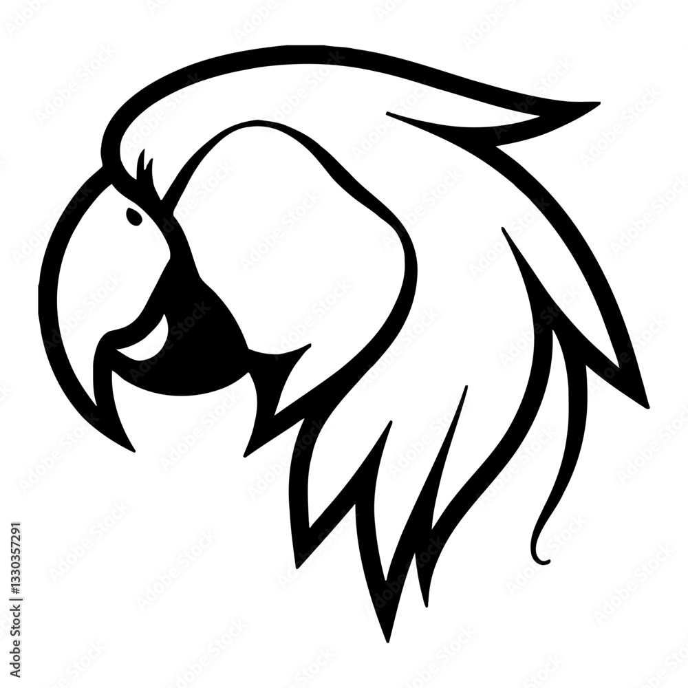 Parrot Head Profile Minimalist Black and White Outline Line Art Drawing for Logo Design and Decoration Parrot Head Profile Minimalist Black and White Outline Line Art Drawing for Logo Design and Decoration