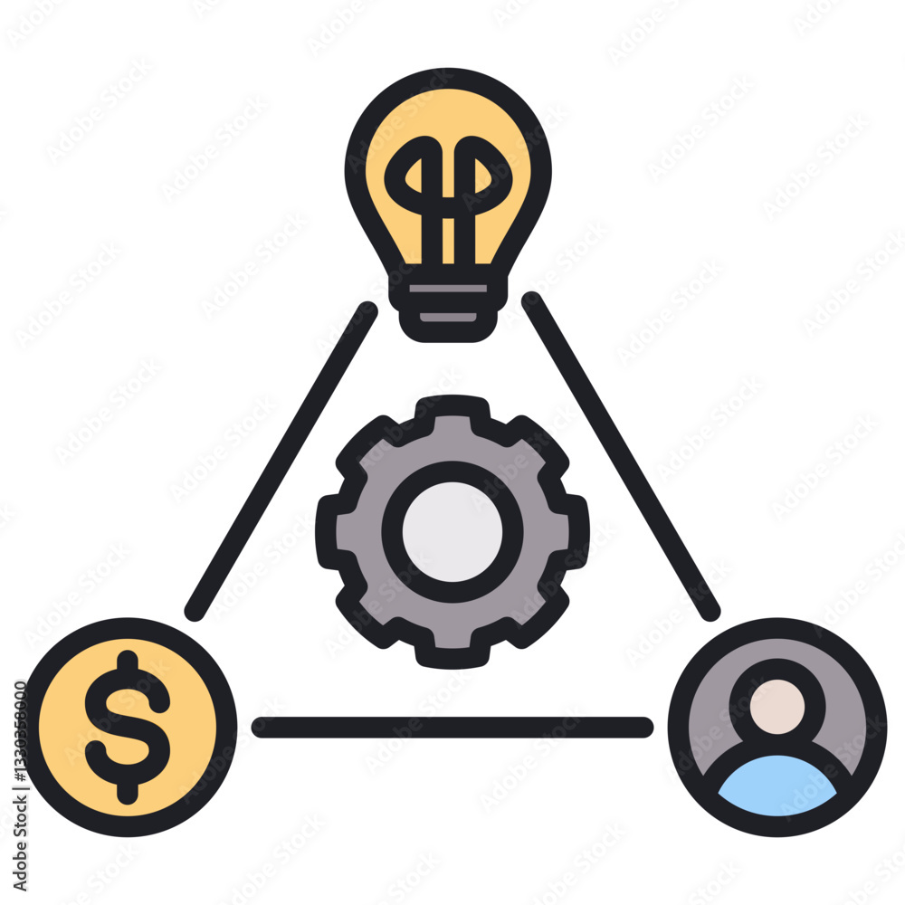 Business Model Lineal Color Icon Business Model Lineal Color Icon