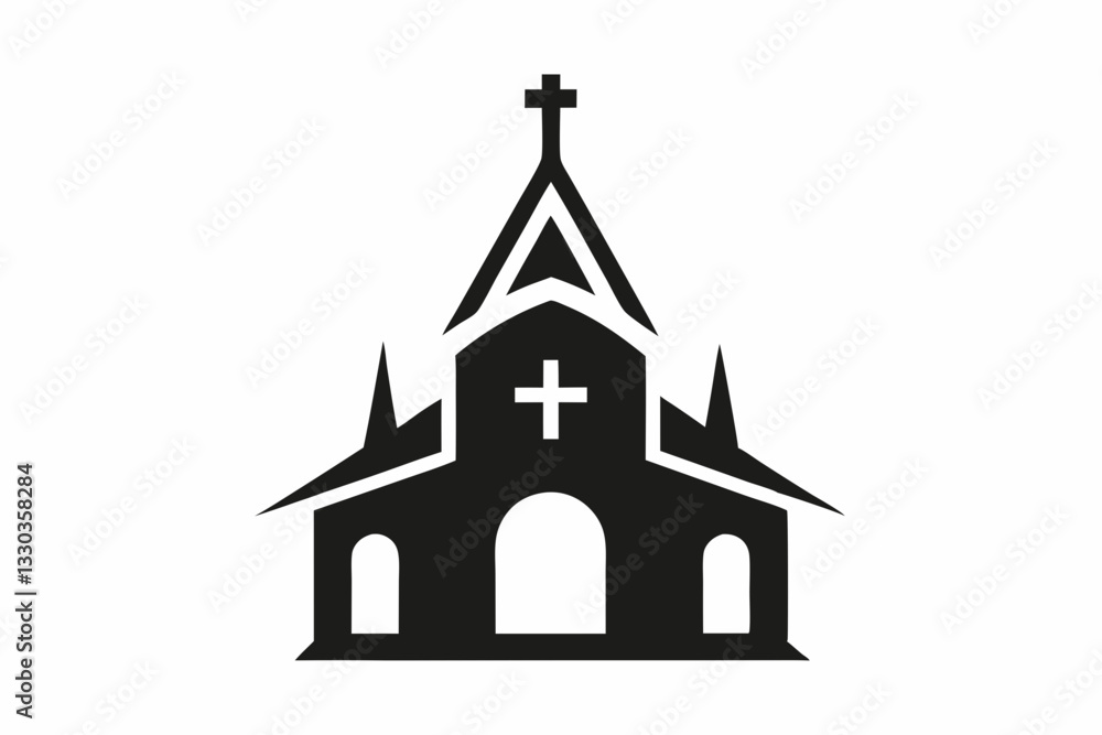 minimalist church icon logo line art silhouette vector illustration minimalist church icon logo line art silhouette vector illustration