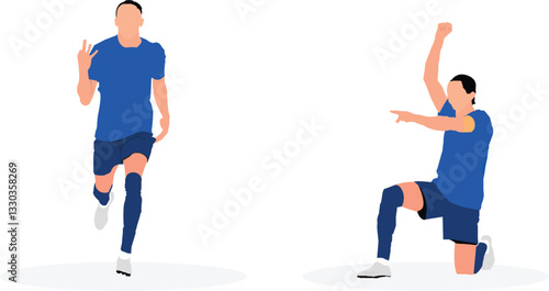 soccer player vector illustration, goal celebration