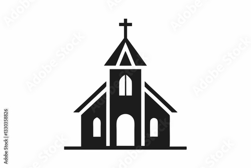 minimalist church icon logo line art silhouette vector illustration