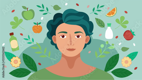 A facial treatment using allnatural organic ingredients specifically chosen for the delicate skin of older adults.. Vector illustration
