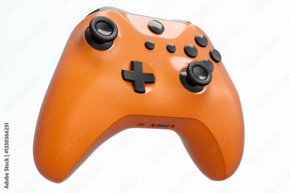 Realistic orange video game joystick or gamepad on white background Realistic orange video game joystick or gamepad on white background