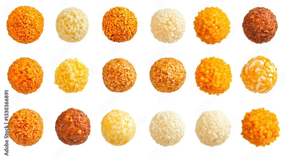 Fototapeta premium Corn balls collection isolated on white