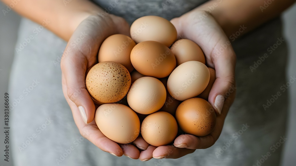 female teen hand holding brown chicken egg female teen hand holding brown chicken egg