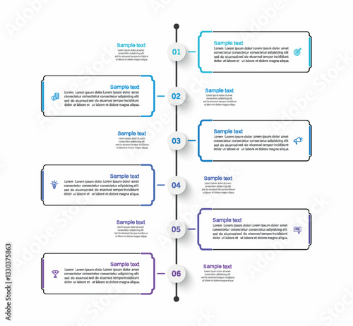 Business vector infographic design template with icons and 6 options or steps