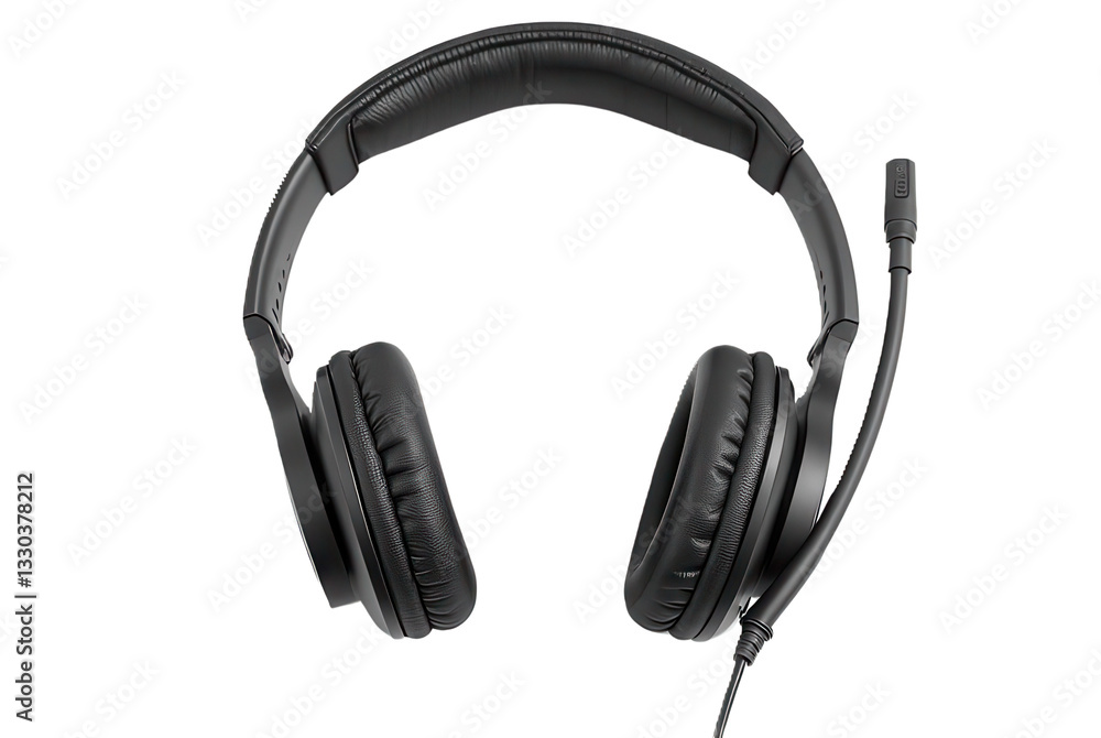 Black Wired Headset with Microphone for Clear Audio Communication Black Wired Headset with Microphone for Clear Audio Communication