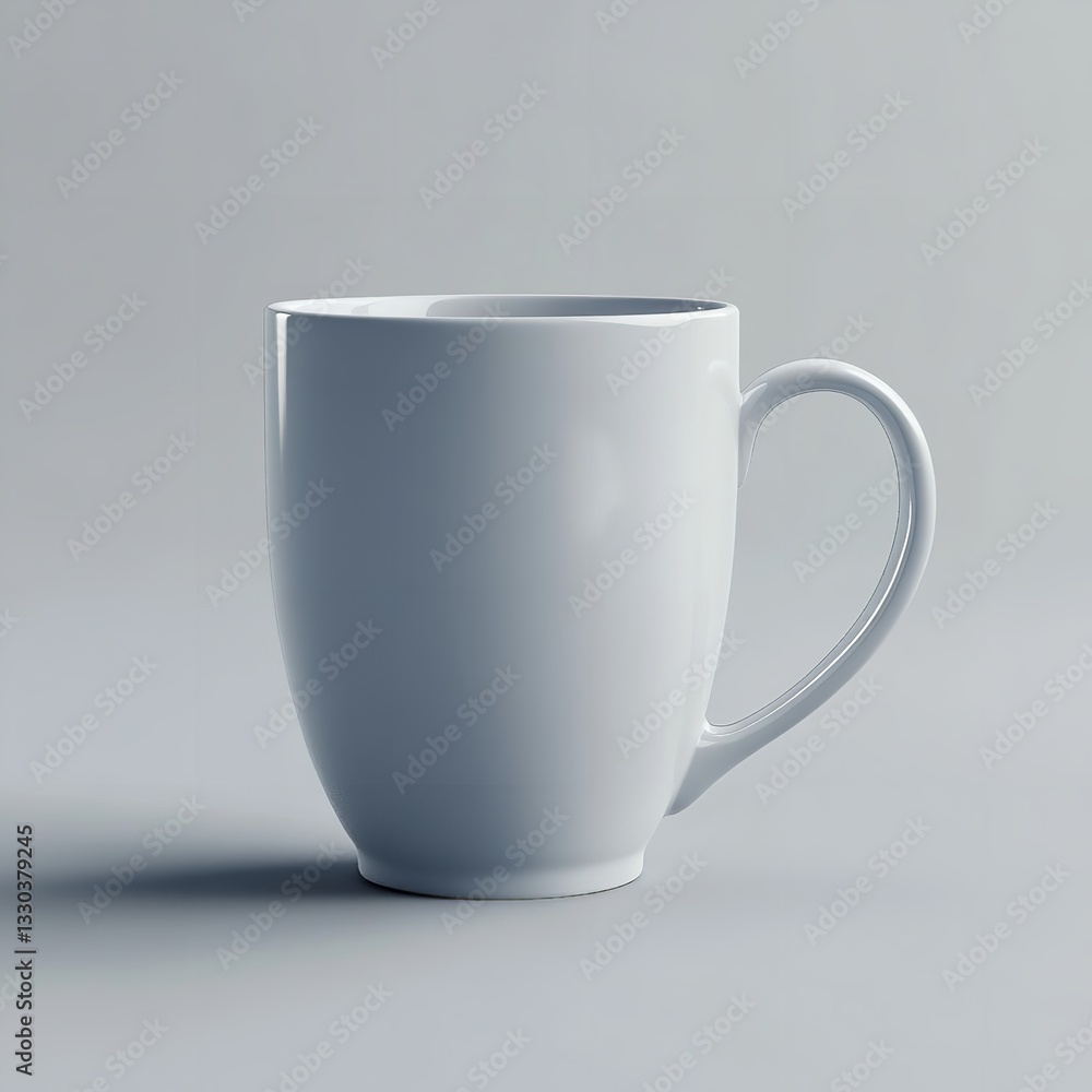 Fototapeta premium Simple White Ceramic Coffee Mug on Light Background