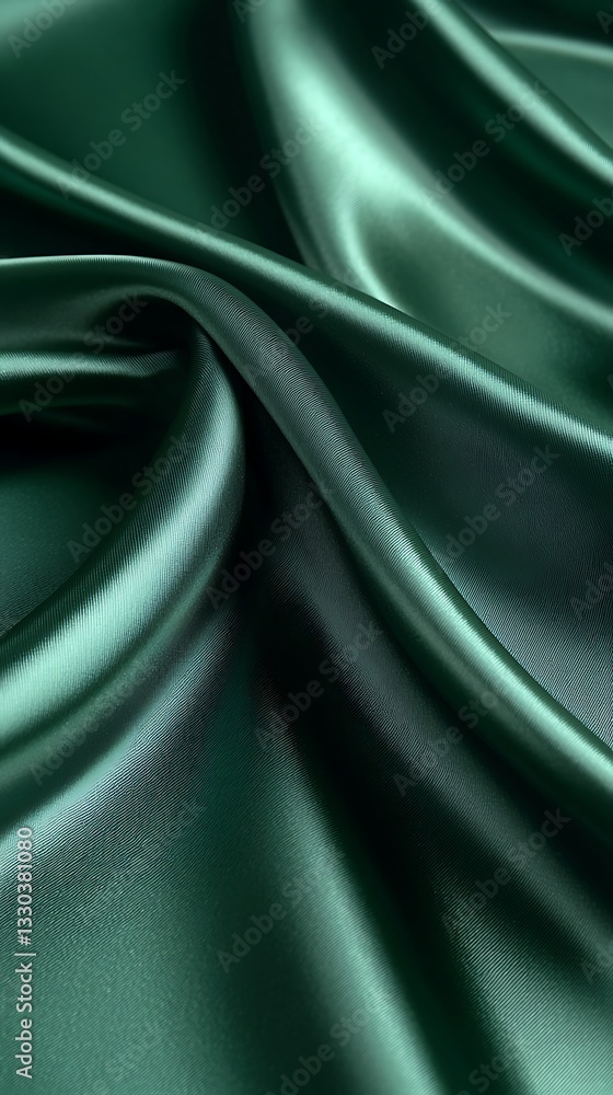 Obraz premium Emerald satin fabric drapes elegantly