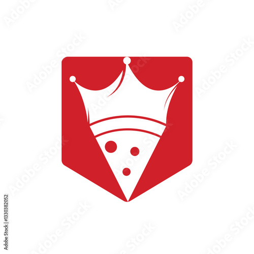 Pizza king vector logo design template. Crown and pizza slice icon design.