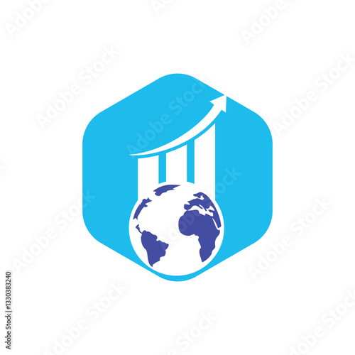 World Stats vector logo design template. World finance logo design concept.	