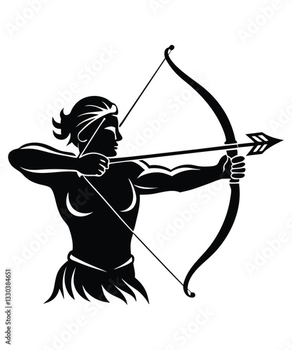 Archer vector illustration design. Archer silhouette vector illustration logo template Archer Silhouette, Male archer silhouette, black color silhouette