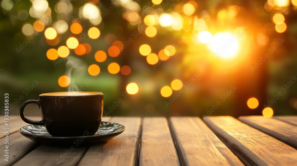 Modern Minimalist Coffee Scene with Soft Evening Light Modern Minimalist Coffee Scene with Soft Evening Light