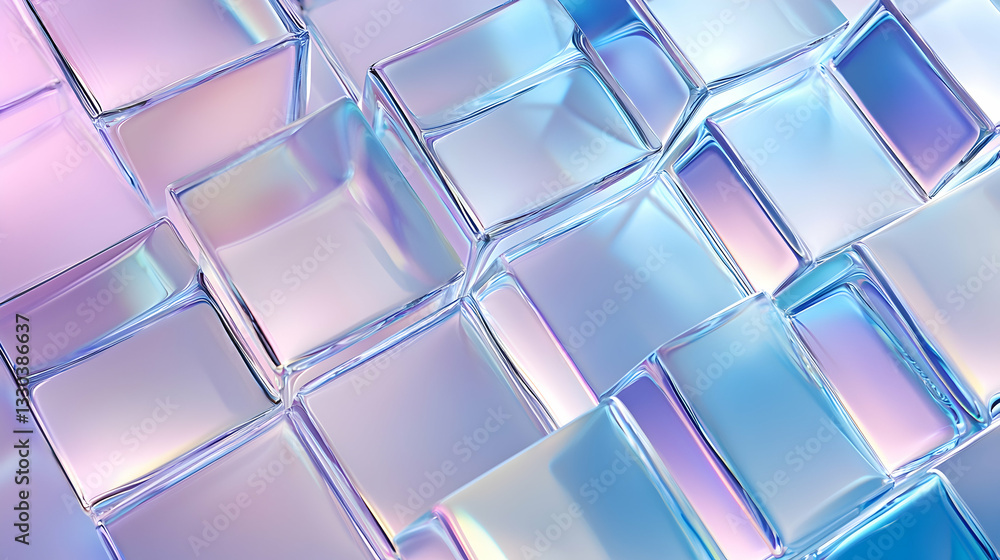 Iridescent Cubic Pattern Background with Geometric Design in Light Blue Pink and White Colors with Modern Style Iridescent Cubic Pattern Background with Geometric Design in Light Blue Pink and White Colors with Modern Style