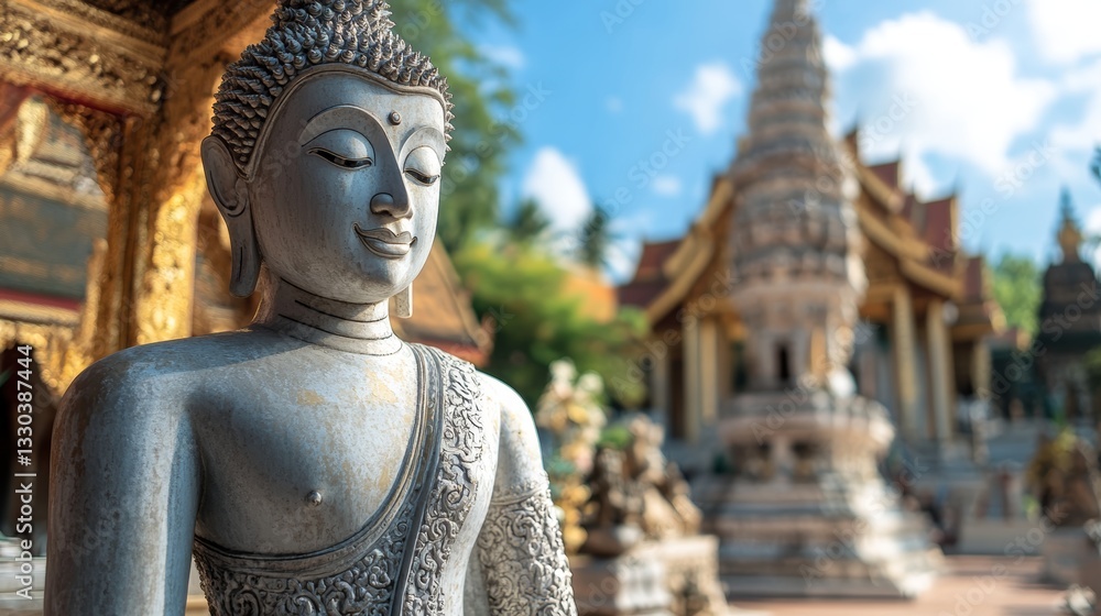 Serene Buddha Statue at a Thai Temple Serene Buddha Statue at a Thai Temple