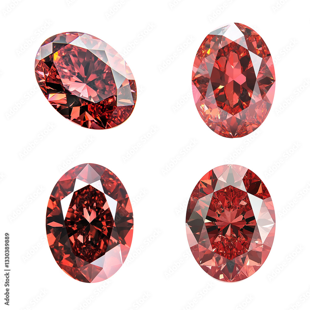 Fototapeta premium diamond stone with transparent background,red diamond crystal gems,red diamond gem