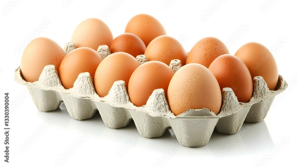 one dozen brown eggs in a cardboard egg carton one dozen brown eggs in a cardboard egg carton