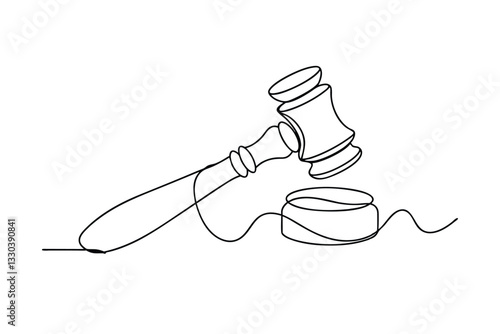 Gavel, Law, Justice, Court, Auction, Legal, Judge, Verdict, Hammer, One line Drawing