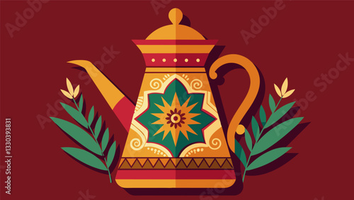 The intricate designs of the coffee pot are a testament to the countrys rich cultural traditions.. Vector illustration