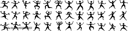 Abstract dancing figures in simple shapes. Silhouettes of dancing people