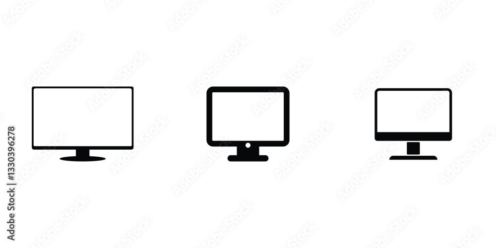 Computer screen display silhouette vector on white background. Computer screen display silhouette vector on white background.