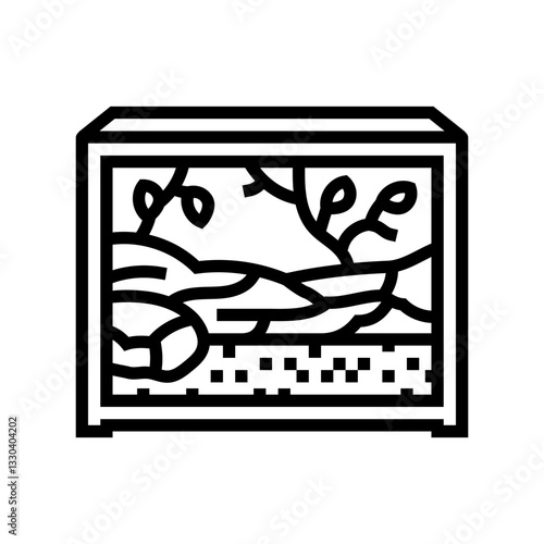 reptile terrarium pet home line icon vector illustration