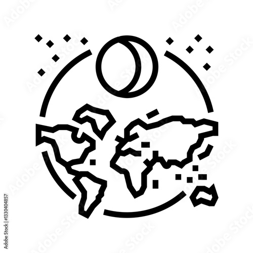 solar eclipse navigation geographical line icon vector illustration