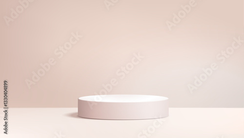 beige podium for cosmetic product display