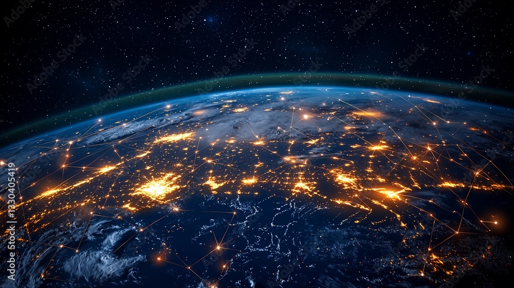 Obraz premium Earth Network at Night