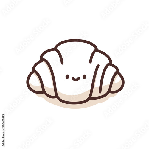 Happy Croissant Icon – Cute Kawaii Bakery Vector
