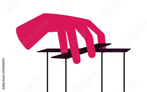 Manipulation hand using string to manipulate illustration