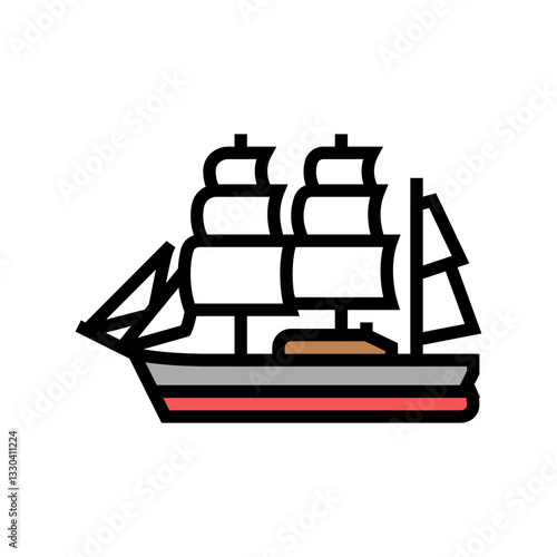 ship with sails geographical discoveries color icon vector illustration