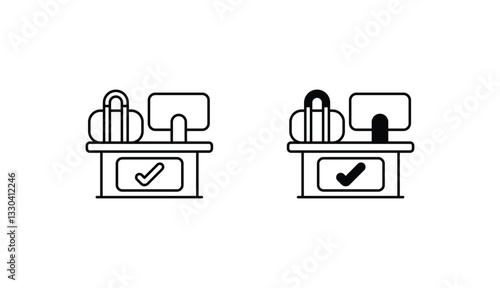 Check In Counter icon design with white background stock illustration