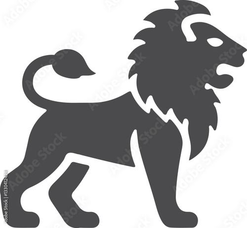 A bold and majestic lion vector design, featuring sharp, flowing lines and intricate details, capturing the power, strength, and regal presence of a lion in a fierce, stylized form.