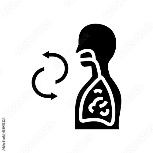 breathing exercise arrows recovery wellness glyph icon vector illustration