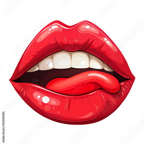 Wallpaper Mural red lips isolated on white background Torontodigital.ca