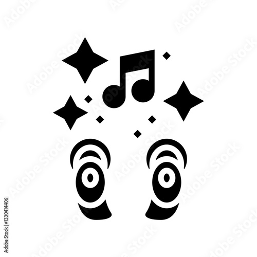 earbuds playing soothing sounds glyph icon vector illustration