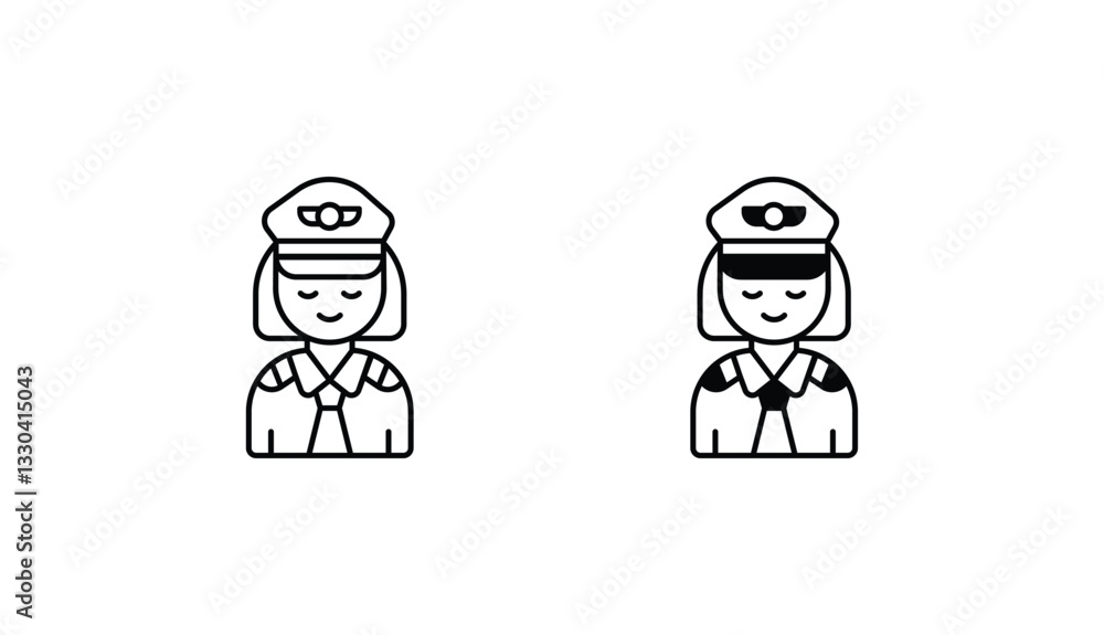 Pilot Female icon design with white background stock illustration Pilot Female icon design with white background stock illustration