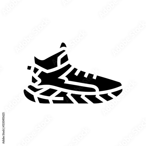 light hiking shoes footwear tourism glyph icon vector illustration