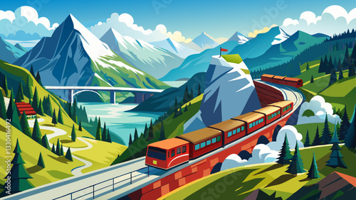 The Schynige Platte Railway in the Jungfrau, Bernese Oberland region of Switzerland.
