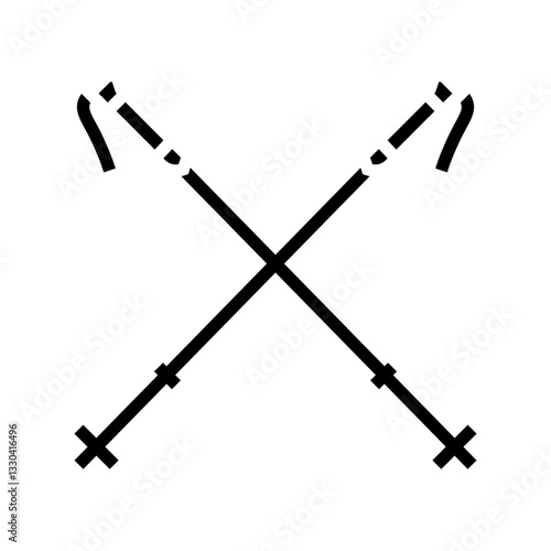 poles mountain skiing glyph icon vector illustration