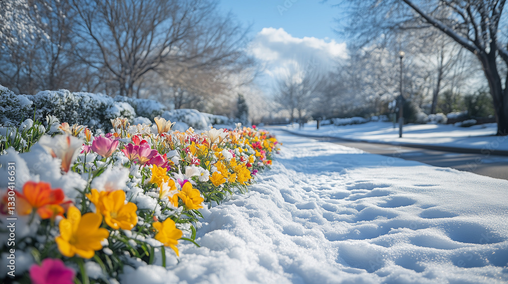 Winter replaced by spring showing spring is coming