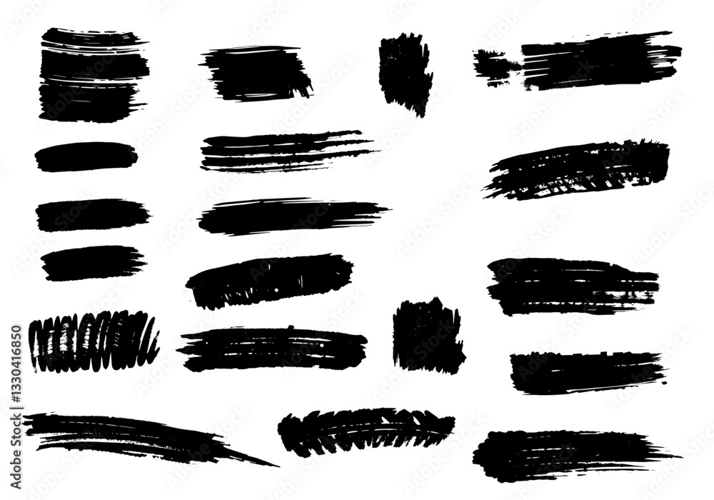 Set of grunge paint strokes. Vector illustration. Set of grunge paint strokes. Vector illustration.