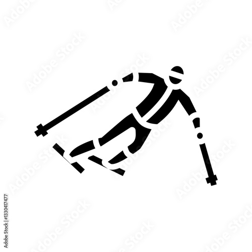 skier downhill position mountain skiing glyph icon vector illustration