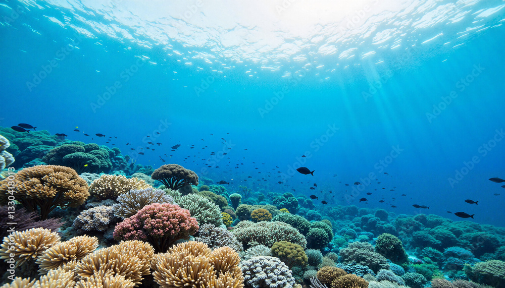 Vibrant coral reef teeming with marine life, underwater beauty Vibrant coral reef teeming with marine life, underwater beauty