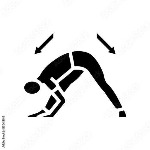 stretching pose arrows flexibility glyph icon vector illustration