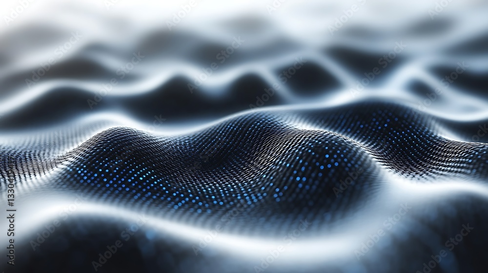 Abstract Wavy Surface With Glowing Blue Dots Abstract Wavy Surface With Glowing Blue Dots