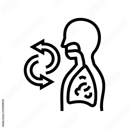 breathing exercise arrows recovery wellness line icon vector illustration